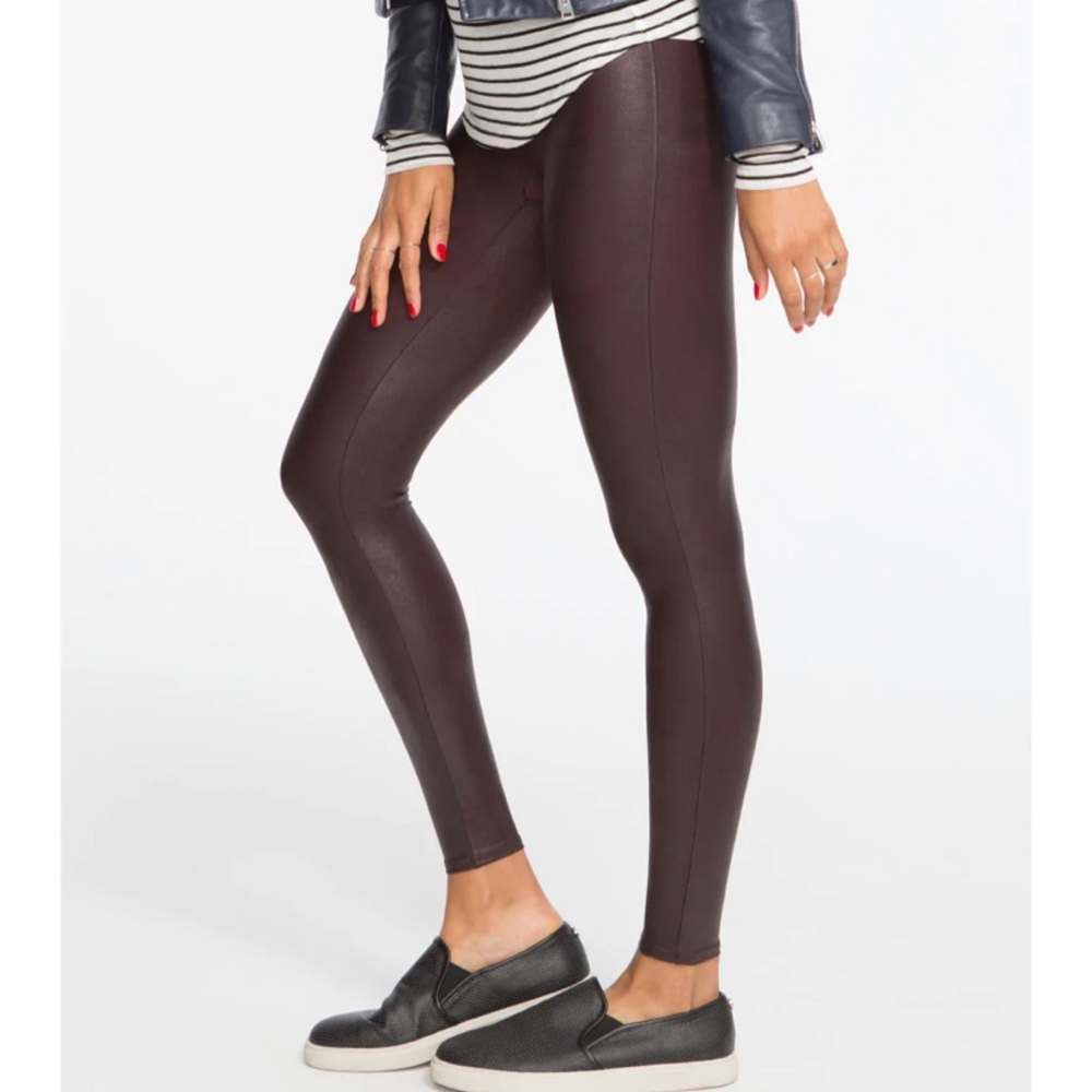 Spanx Faux Leather Leggings Burgundy Wine